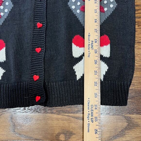 VTG 90s Heres A Hug Embroidered Cardigan Sweater Womens M Cottage Hearts Bows - Picture 6 of 10